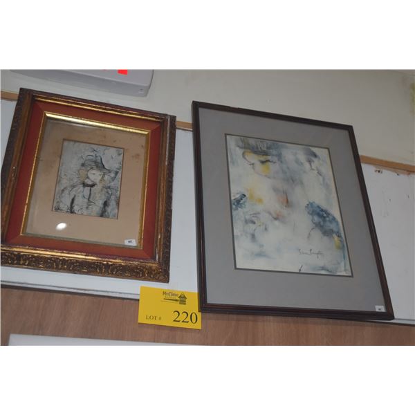 FRAMED ABSTRACT WATERCOLORS; SIGNED SIDNEE LIVINGTON (2 PCS)