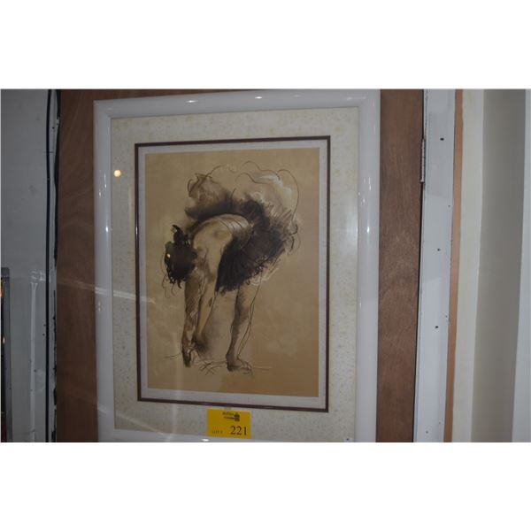 FRAMED LITHOGRAPH, BALLERINA TOUCHING HER TOES; SIGNED FRASER (DONALD HAMILTON) (27 1/2" X 34 1/2")