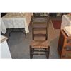 Image 5 : ANTIQUE LADDER BACK ROCKING CHAIR W/WOVEN RUSH SEAT