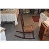 Image 6 : ANTIQUE LADDER BACK ROCKING CHAIR W/WOVEN RUSH SEAT