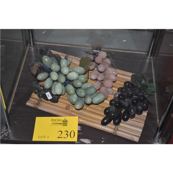 CHINESE JADE STONE GRAPE CLUSTERS (3 PCS) (DOES NOT INCLUDE MAT)