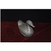 Image 2 : VINTAGE CHINESE PEWTER DUCK, CHINESE FAMILLE ROSE PORCELAIN PLATE & BRONZE CRANE HE SCULPTURE (3 PCS