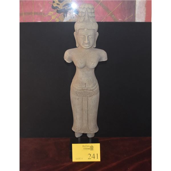 KHMER STYLE STONE TORSO OF A FEMALE DEITY (23")