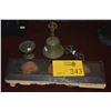 Image 1 : MIXED LOT: TIBETAN BELL, CANDLESTICK, VAJRA & BOOK OF SUTRA (4 PCS)
