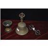 Image 4 : MIXED LOT: TIBETAN BELL, CANDLESTICK, VAJRA & BOOK OF SUTRA (4 PCS)