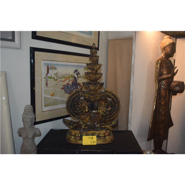 30" GILT BRONZE VISHVARUPA STATUE, WELL DETAILED