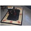 Image 2 : CHINESE WOOL RUG (BLACK, CREAM & RED) (42" X 67")