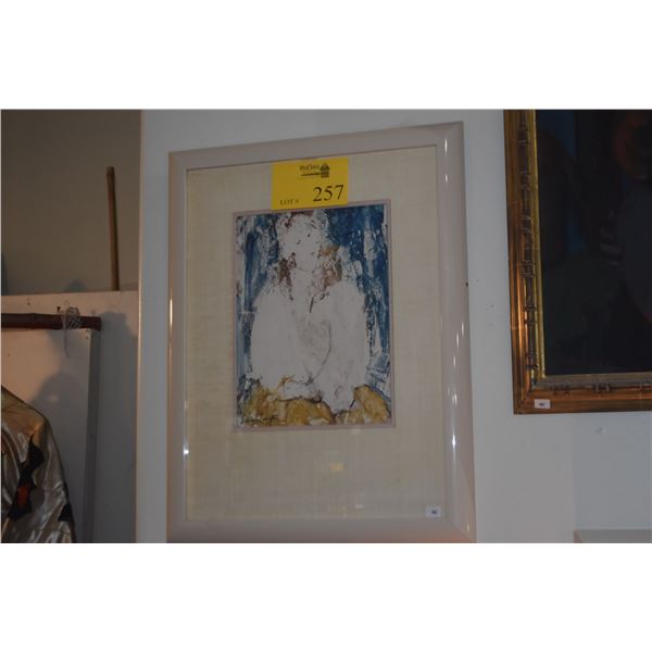 FRAMED ABSTRACT WATERCOLOR, FEMALE; SIGNED SIDNEE LIVINGSTON (16 3/4" X 21 3/4")