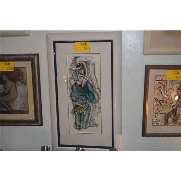 FRAMED ABSTRACT WATERCOLOR PAINTING, "ROXANNE"; SIGNED SIDNEE LIVINGSTON (20 3/4" X 34 3/4")