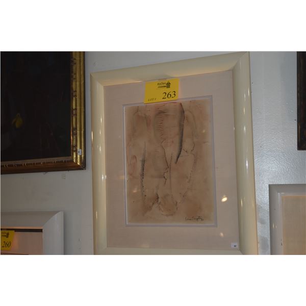 FRAMED WATERCOLOR ABSTRACT; SIGNED SIDNEE LIVINGSTON '84 (20" X 23 1/4")
