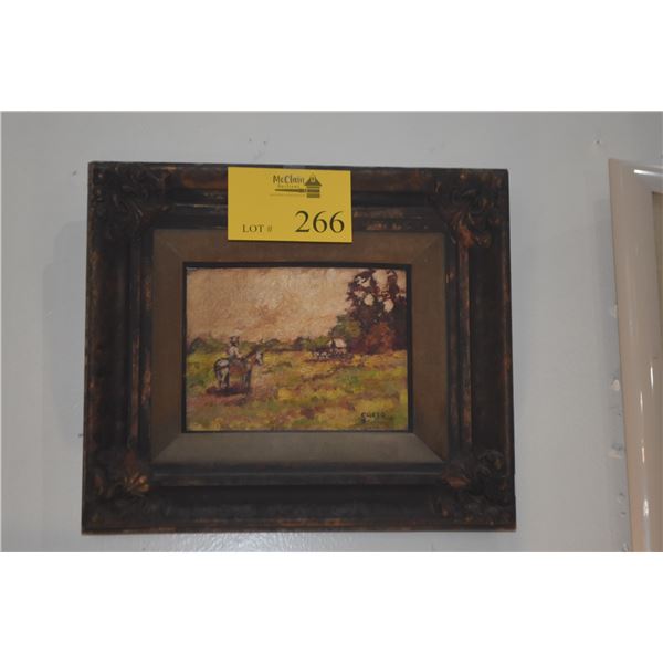 FRAMED PAINTING ON ART BOARD; SIGNED (15" X 13")