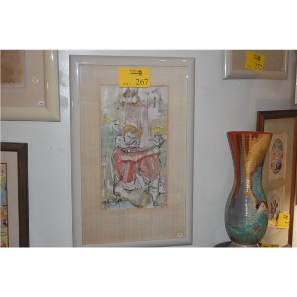 FRAMED WATERCOLOR ABSTRACT; SIGNED SIDNEE LIVINGSTON '75 (17 1/2" X 27 3/4")