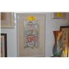 Image 1 : FRAMED WATERCOLOR ABSTRACT; SIGNED SIDNEE LIVINGSTON '75 (17 1/2" X 27 3/4")