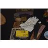 Image 1 : COLLECTION OF FANS, GLASSES, GLOVES, BOXES, PURSE, WOODEN EGGS, RELIGIOUS ICON, ETC. (16 PCS)