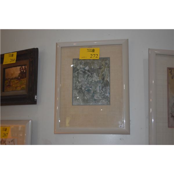 FRAMED MIXED MEDIA ABSTRACT; SIGNED SIDNEE LIVINGSTON '57 (16" X 20 1/4")