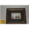 Image 2 : FRAMED OIL ON ART BOARD, BOATS; SIGNED (13 1/2" X 11 1/2")
