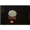 Image 1 : CHINESE OPEN WORK WHITE JADE PLAQUE, DAOIST SYMBOLS & LONG LIFE PATTERN, CARVED BOTH SIDES W/STAND (