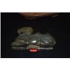 Image 2 : CHINESE NEPHRITE JADE CARVED CAMEL ON WOOD STAND (3 1/2")