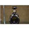 Image 2 : ANTIQUE CAMBRIDGE BLACK GLASS PINCHED DECANTER W/STERLING SILVER OVERLAY, THISTLE MOTIF & STOPPER