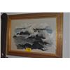 Image 1 : FRAMED ORIGINAL OIL ON CANVAS, "DAZZLING SURF"; SIGNED CONKLIN (PIL SOON) (44" X 22")