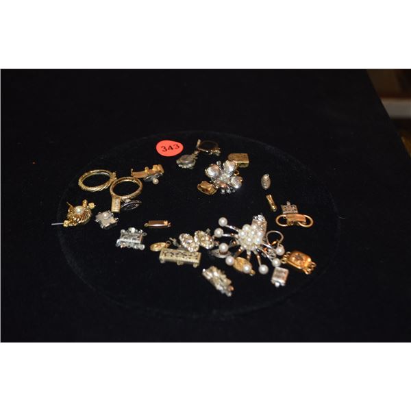 COLLECTION OF CLAPS, SOME MARKED STERLING