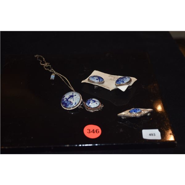 STERLING SILVER DELFT PORCELAIN JEWELRY LOT (5 PCS)