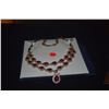 Image 1 : STERLING SILVER FACETED RED STONE NECKLACE & BRACELET (2 PCS)