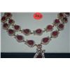 Image 2 : STERLING SILVER FACETED RED STONE NECKLACE & BRACELET (2 PCS)