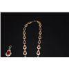 Image 5 : STERLING SILVER FACETED RED STONE NECKLACE & BRACELET (2 PCS)