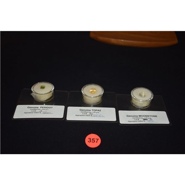 LOOSE PERIDOT, TOPAZ & MOONSTONE (3 PCS)