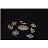 Image 1 : SILVER SEMI-PRECIOUS STONE PENDANTS & BROOCHES (SOME MARKED STERLING (72.1 GTW) (8 PCS)