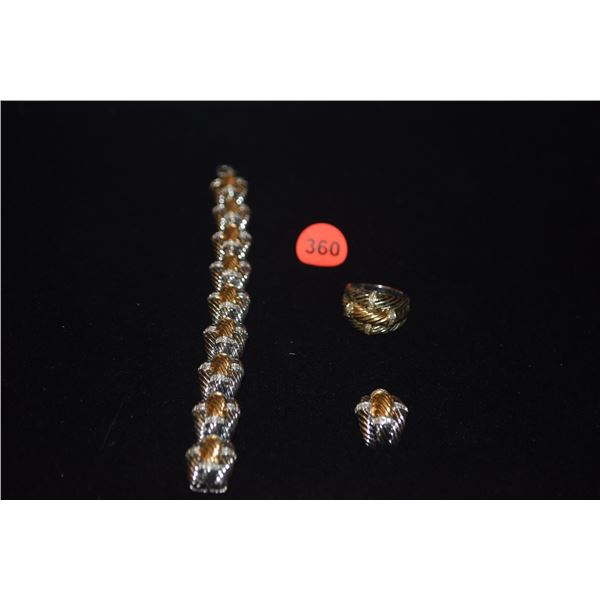 STERLING SILVER BRACELET & RING (EXTRA LINK INCLUDED) (65.8 GTW) (2 PCS)