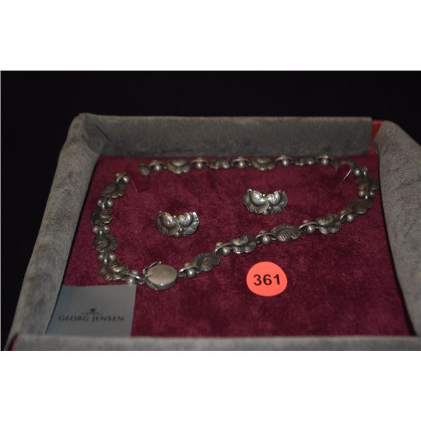 GEORG JENSEN NECKLACE, BROOCH & EARRINGS (99.3 GTW) (3 PCS)