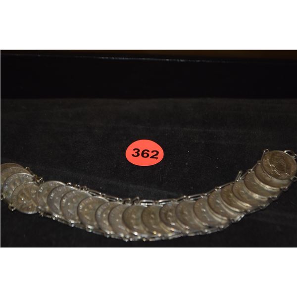 SILVER LINK BRACELET MADE W/22 PRE-1948 DIMES (58.8 GTW)