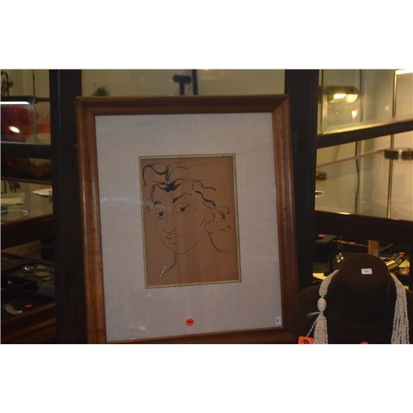 KOA FRAMED DRAWING; SIGNED MADGE TENNENT, 1955 (19 3/4" X 23 1/2")