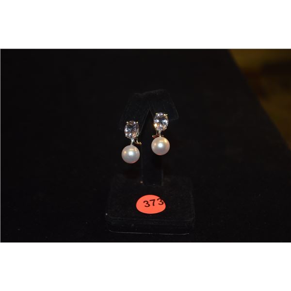 14K MORGANITE & PEARL EARRINGS