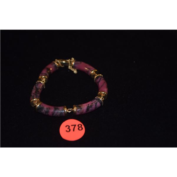 MING'S 14K PINK RHODONITE BRACELET W/MING'S BOX