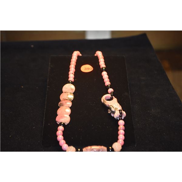 RHODONITE & ONYX BEAD NECKLACE