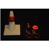 Image 1 : 18K RED CARNELIAN EARRINGS, PENDANT & 3 RINGS (5 PCS)