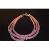 Image 4 : 3 STRAND NIIHAU SHELL LEI, KAHELELANI AKALA IKAIKA POEPOE STYLE & SNAKE HEAD COWRY CLASP