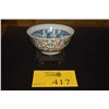 Image 1 : CHINESE PORCELAIN BOWL, INTERIOR BLUE & WHITE LOTUS PATTERN & EXTERIOR RUBY CHROME LOTUS THEME; SIGN