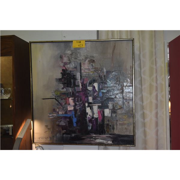 FRAMED ABSTRACT; SIGNED ELMA TAYLOR '69 (36 1/2" X 36 1/2")