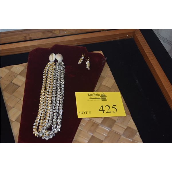 NECKLACE & EARRINGS, MOMI KE'OKE'O SHELLS & 2 TONE METAL SHELLS