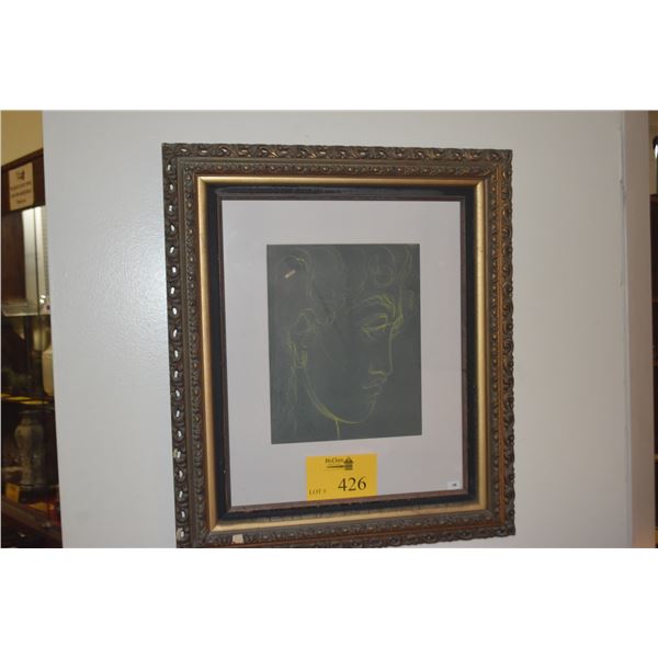 FRAMED INK DRAWING; MADGE TENNENT 1952 (20 3/4" X 23 3/4")