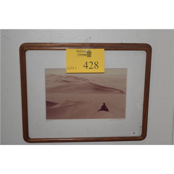 FRAMED PHOTOGRAPH, DESERT LANDSCAPE; SIGNED (15" X 11 1/2")