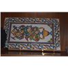 Image 5 : CARVED WOOD CHERUBS & HAND PAINTED CERAMIC TILE WALL HANGINGS (4 PCS) (DOES NOT INCLUDE STANDS)