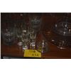 Image 1 : MIXED LOT: CAKE PLATE, GLASSES, PITCHER, PLACE CARD HOLDERS, SHOT GLASSES, ETC. (14 PCS)