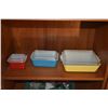 Image 5 : VINTAGE PYREX GOLDEN GRAPES CINDERELLA BOWL & VINTAGE PYREX PRIMARY COLORS REFRIGERATOR DISHES (4 PC