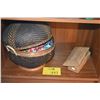 Image 1 : WOVEN BASKET/BOX W/SEWING ITEMS