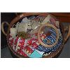 Image 3 : WOVEN BASKET/BOX W/SEWING ITEMS